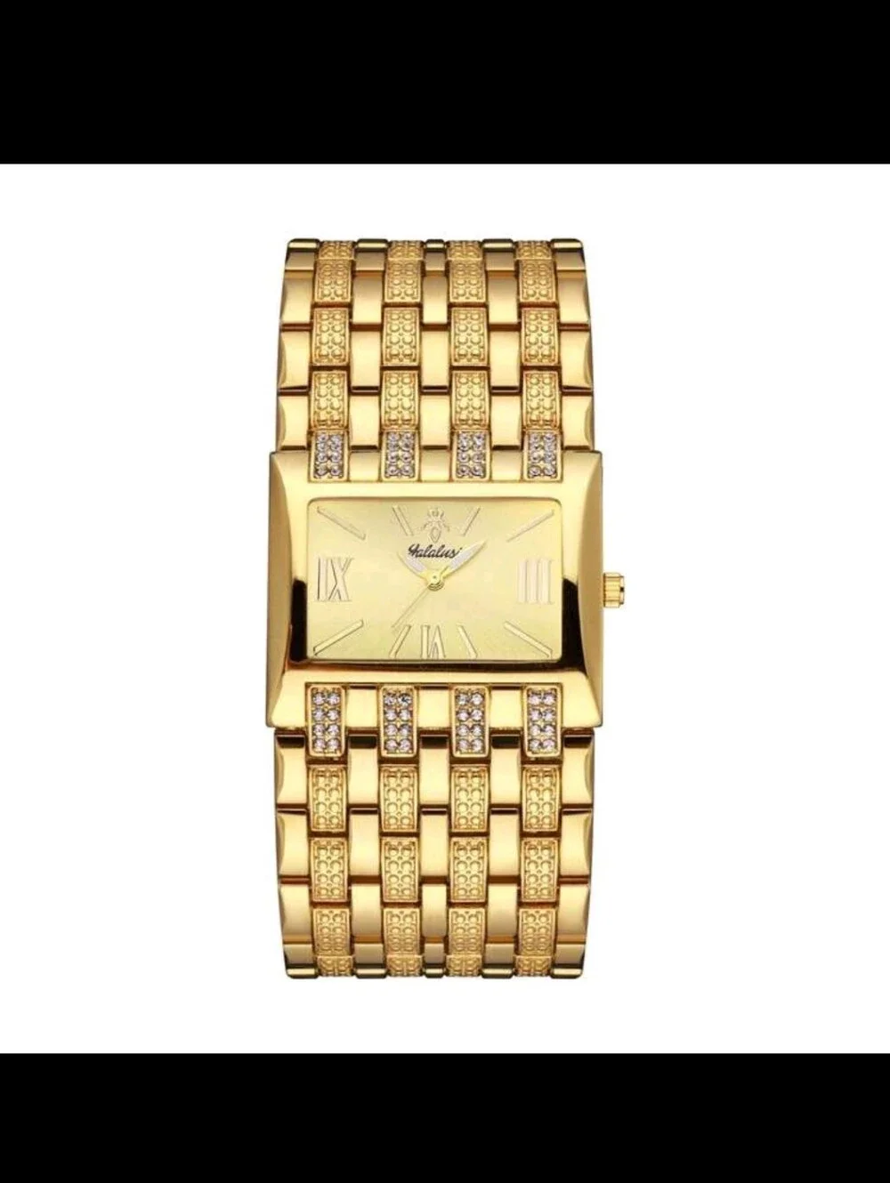 Women's Rectangular Bracelet Watch with Crystal Accents
